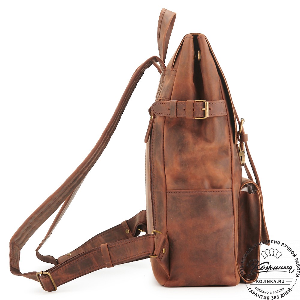 Кожаный рюкзак "Индиго" (тёмно-коричневый крейзи)